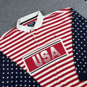 Chubbies Polo Shirt Mens 2XL USA Flag Stars Striped Long Sleeve Cotton Patriotic